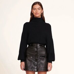 STAUD Paper Faux Leather Miniskirt